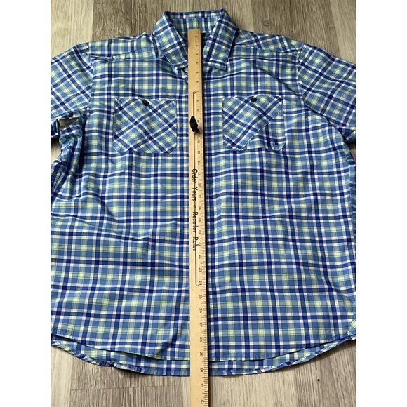 Under Armour Mens HeatGear Short Sleeve Plaid Shirt LG Blue & Green - Picture 6 of 8